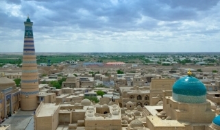 Panoramica della città di Khiva Tour Uzbekistan: l'antica città di Khiva dall'alto