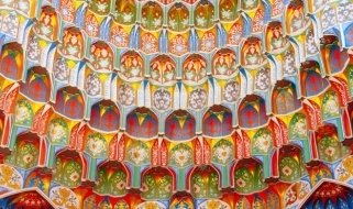 I mirabolanti decori interni della Moschea di Bukhara in Uzbekistan