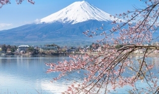 Vista panoramica del Monte Fuji Tour in Giappone - Panoramica del Monte Fuji in primavera