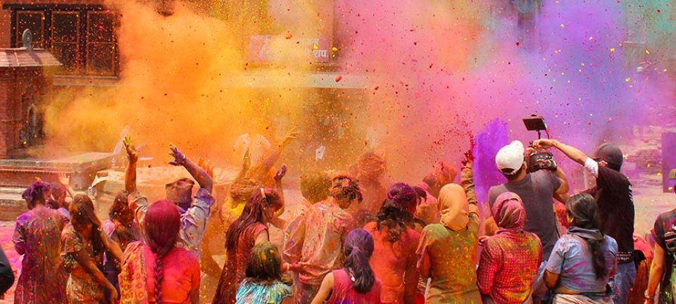 Foto dell'Holi Festival immortalato durante il viaggio in India del Sud di 10 giorni