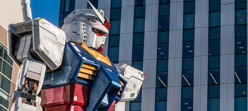 Foto del Gundam del DiverCity Tokyo fotografato durante il viaggio in Giappone
