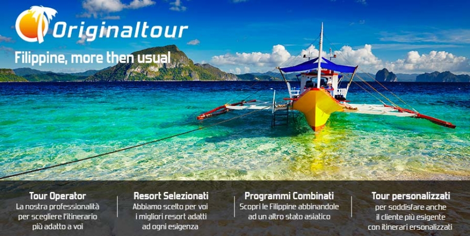 Tour Filippine - Imbarcazione tipica attraccata sulla spiaggia