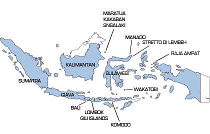 Indonesia con località dove fare diving: Sumatra, Sulawesi, Maratua, Raja Ampat