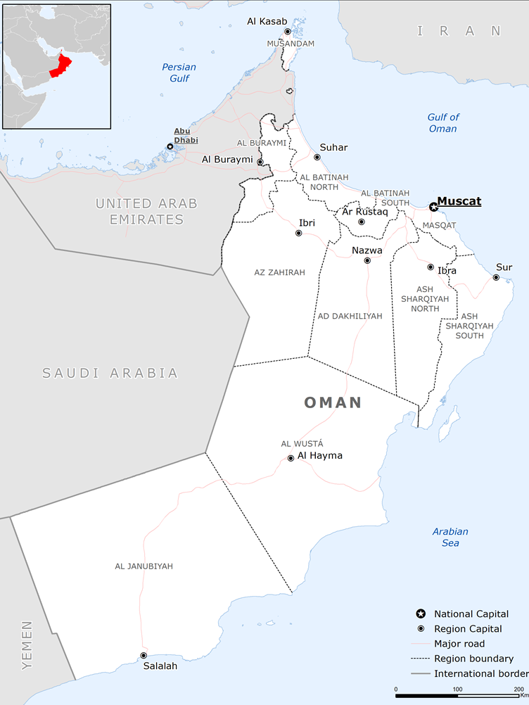 Mappa dell'Oman