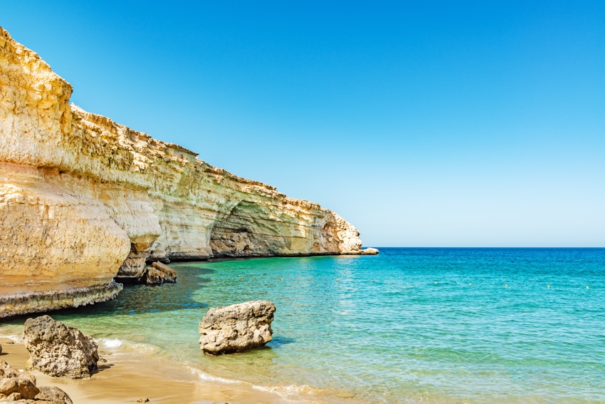 spiaggia immortalata durante il viaggio in Oman