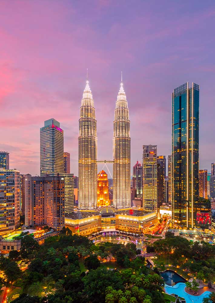 Foto delle torri di Kuala Lumpur durante il tour in Malesia Deliziosa Penisola Malese