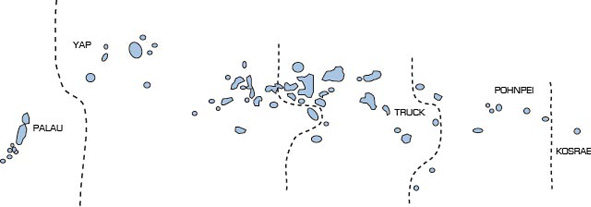 Mappa località immersioni Micronesia