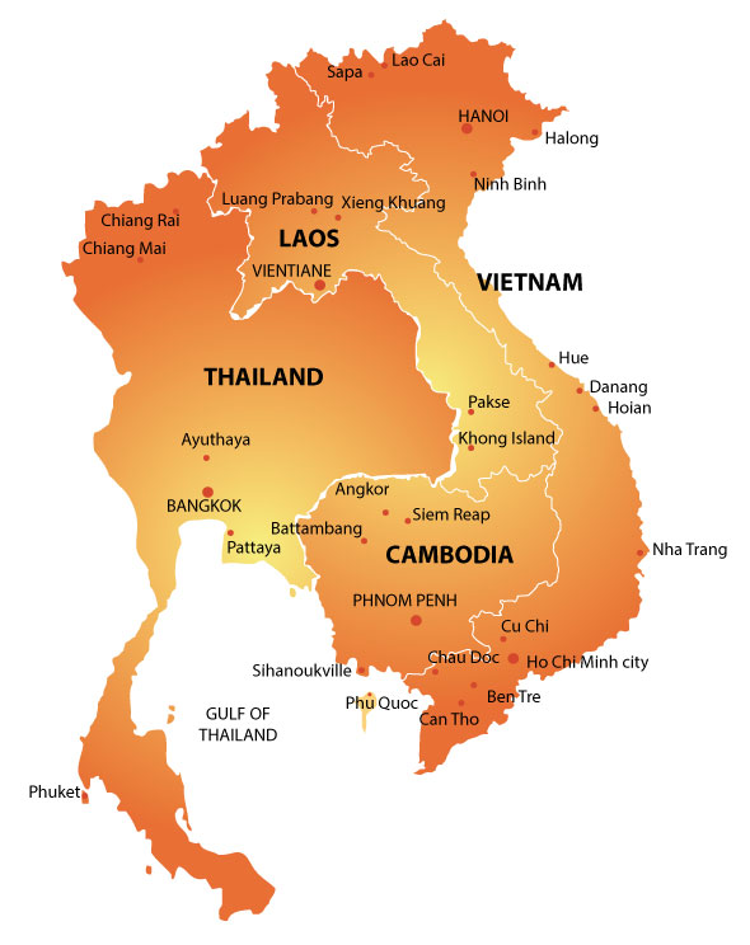 Mappa delle località presenti in Vietnam